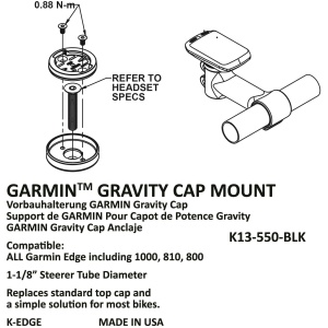 K-Edge Gravity Top Cap Garmin Mount